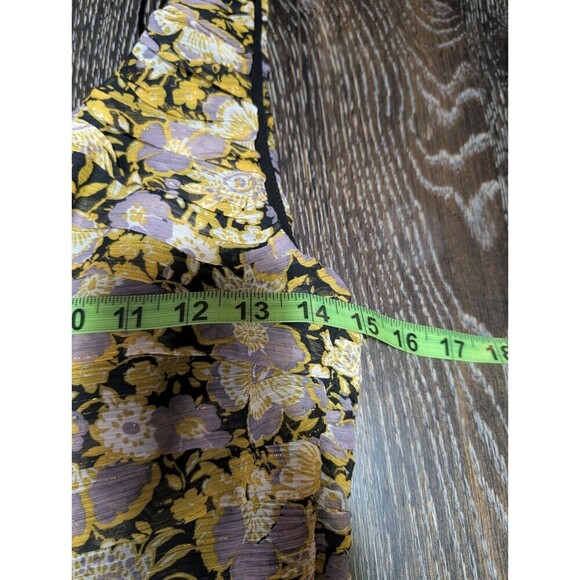 Zara Dress Women's Small One Shoulder Mini Black Yellow Floral - Picture 11 of 11